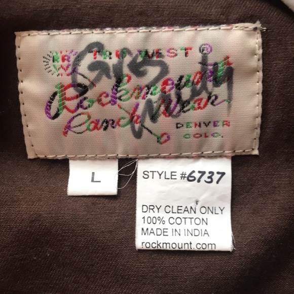 Rockmovers Ranch Wear mens size L brown long sleeved shirt - Picture 4 of 4